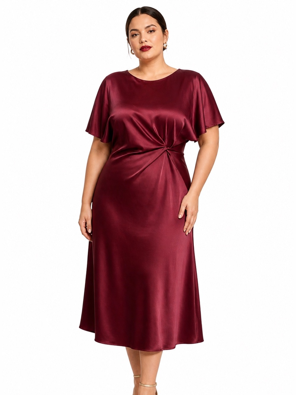 Saiph Dress Burgundy Red Midi Long Formal Gown Size 1X NWT